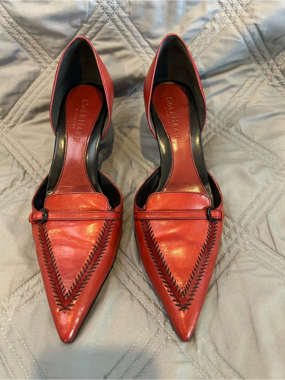 Cole Haan Red Pointed-Toe D'Orsay Pump with Loafer Strap